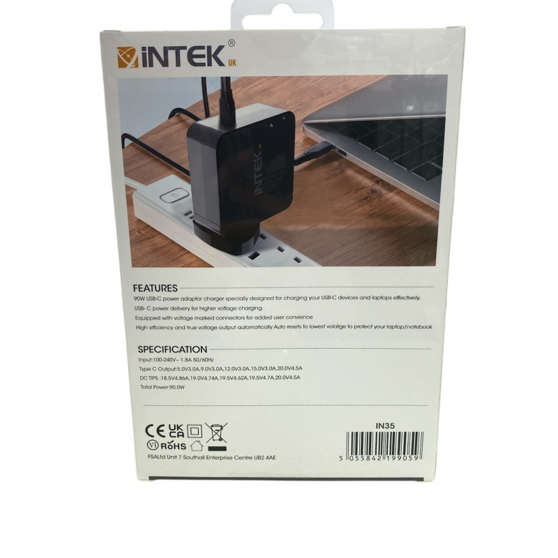 INTEK 90W UV Universal Laptop Charger 12X Tips 